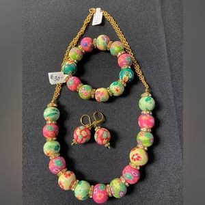 Earrings only. Colorful handmade jewelry. Necklace and bracelet are sold.